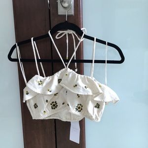 NWT ZARA LINEN CROP TOP